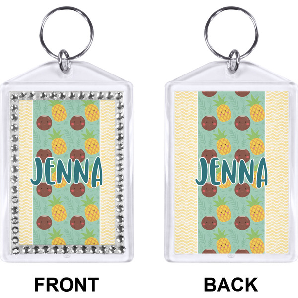 Pineapples and Coconuts Bling Keychain (Front + Back)