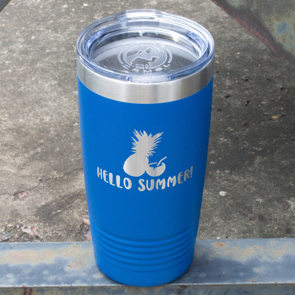 Pineapples and Coconuts Blue Polar Camel Tumbler - 20oz - Angled