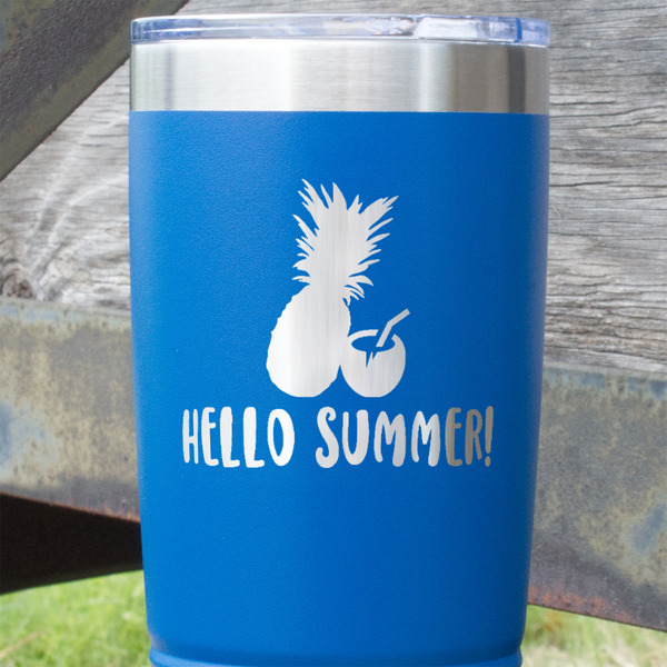 Pineapples and Coconuts Blue Polar Camel Tumbler - 20oz - Close Up
