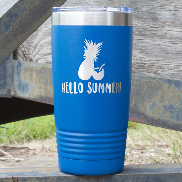 Custom Pineapples and Coconuts 20 oz Stainless Steel Tumbler - Royal Blue - Single Sided (Personalized)