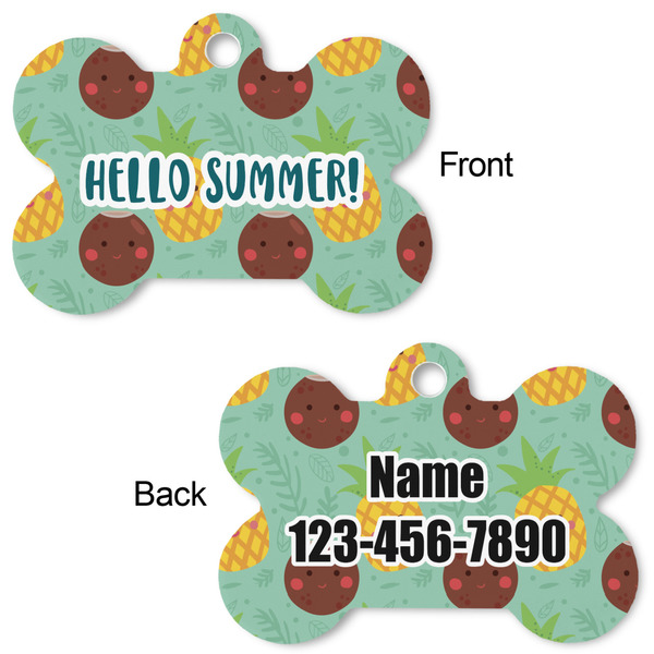 Pineapples and Coconuts Bone Shaped Dog ID Tag - Large - Approval