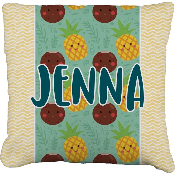 Custom Pineapples and Coconuts Faux-Linen Throw Pillow 16" (Personalized)