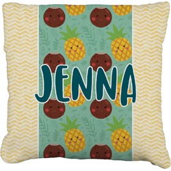 Pineapples and Coconuts Faux-Linen Throw Pillow 20" (Personalized)