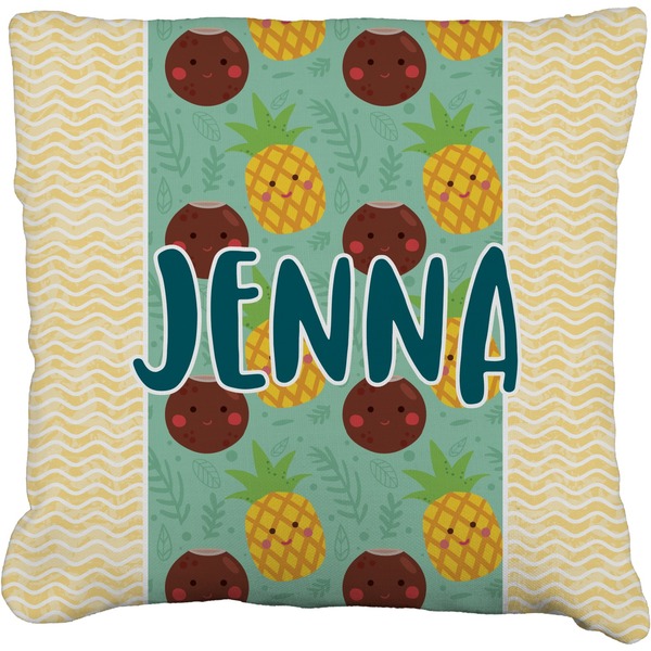Custom Pineapples and Coconuts Faux-Linen Throw Pillow 20" (Personalized)