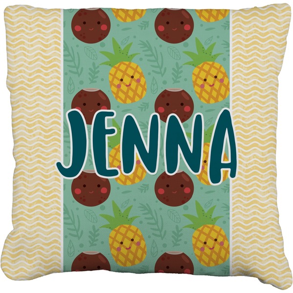 Custom Pineapples and Coconuts Faux-Linen Throw Pillow 26" (Personalized)