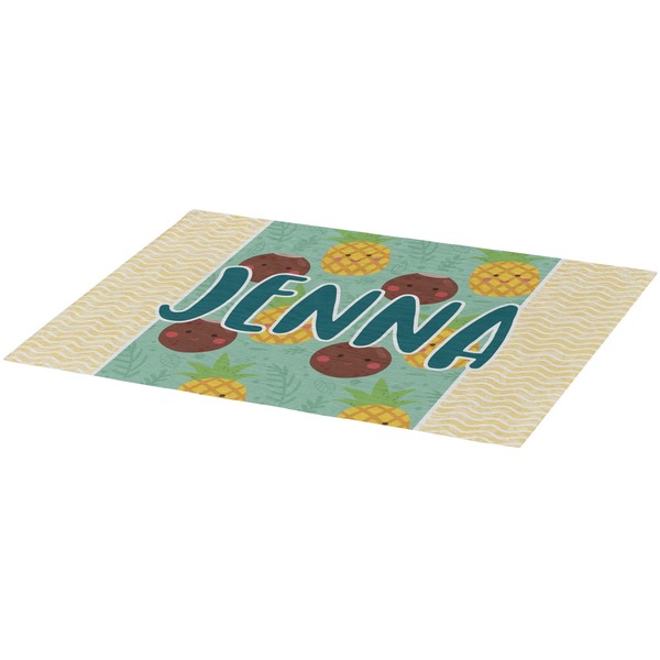 Pineapples and Coconuts Burlap Placemat (Angle View)