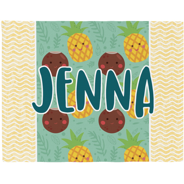 Custom Pineapples and Coconuts Woven Fabric Placemat - Twill w/ Name or Text