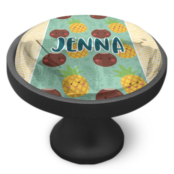 Pineapples and Coconuts Cabinet Knob - Black - Side