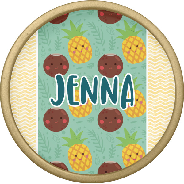 Pineapples and Coconuts Cabinet Knob - Gold - Front