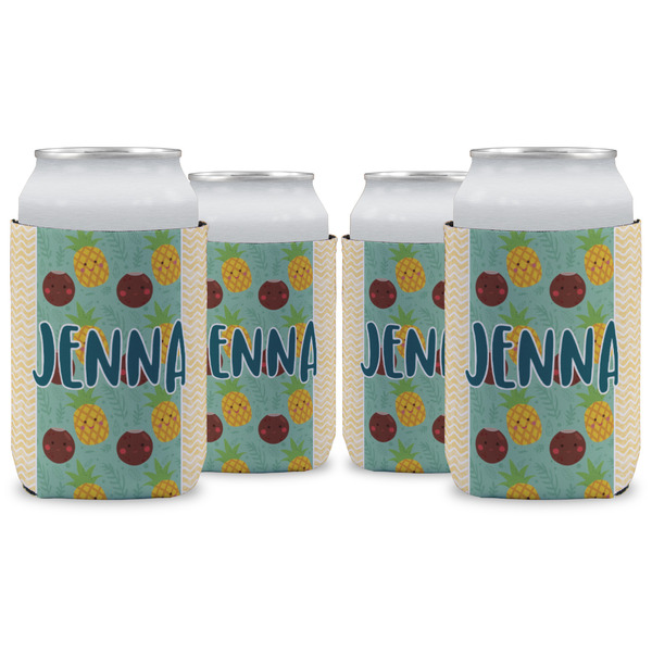 Custom Pineapples and Coconuts Can Cooler (12 oz) - Set of 4 w/ Name or Text