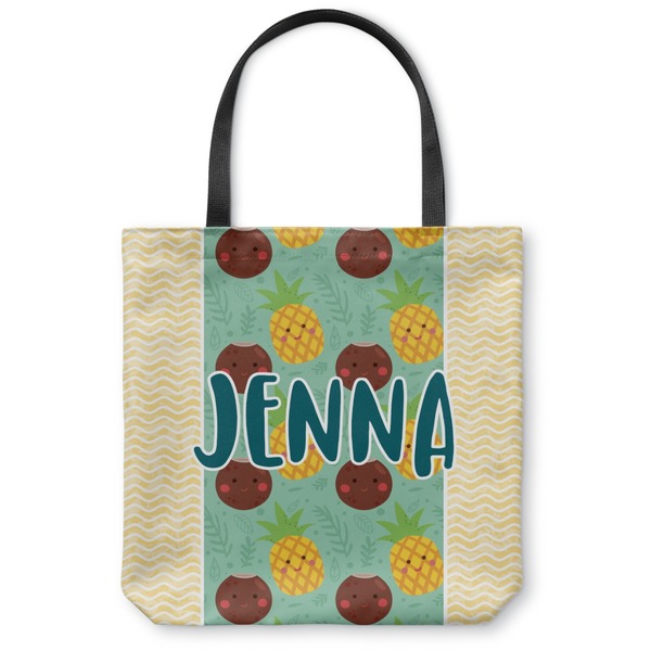 Custom Pineapples and Coconuts Canvas Tote Bag - Small - 13"x13" (Personalized)