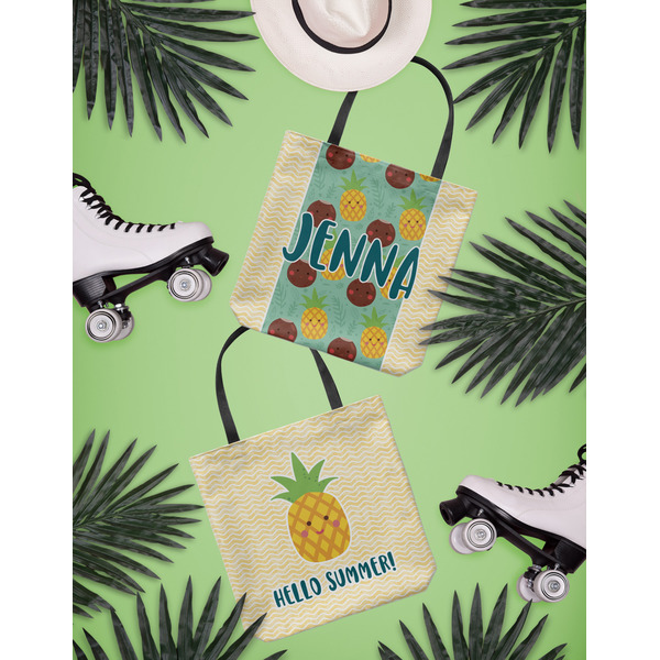 Pineapples and Coconuts Canvas Tote Lifestyle Front and Back