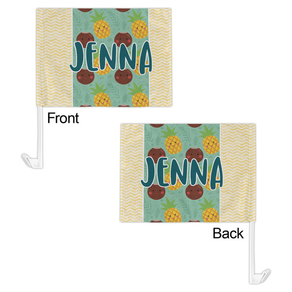 Pineapples and Coconuts Car Flag - 11" x 8" - Front & Back View