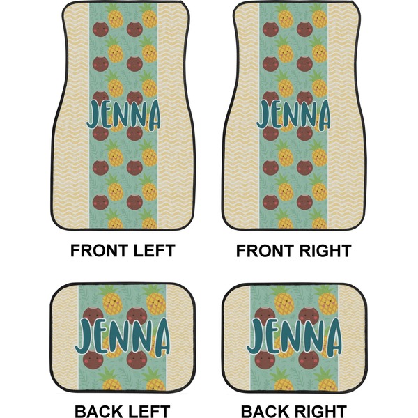 Pineapples and Coconuts Car Floor Mats Set (2F + 2B)