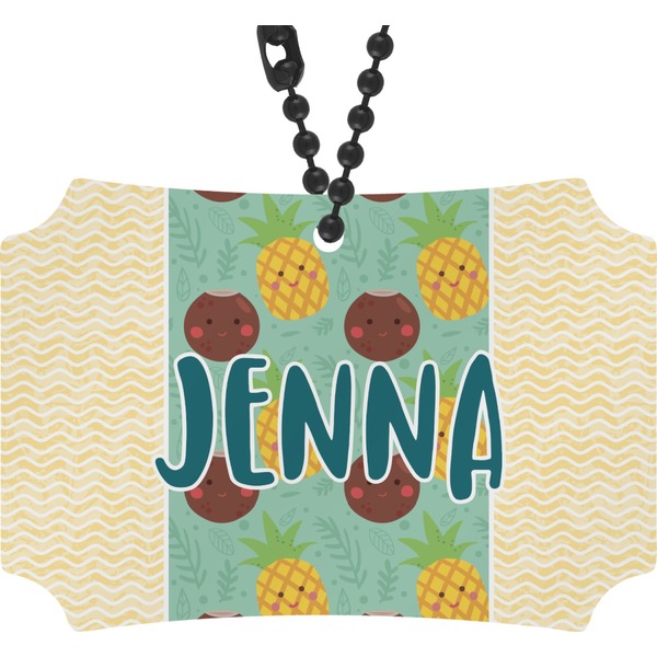 Custom Pineapples and Coconuts Rear View Mirror Ornament (Personalized)