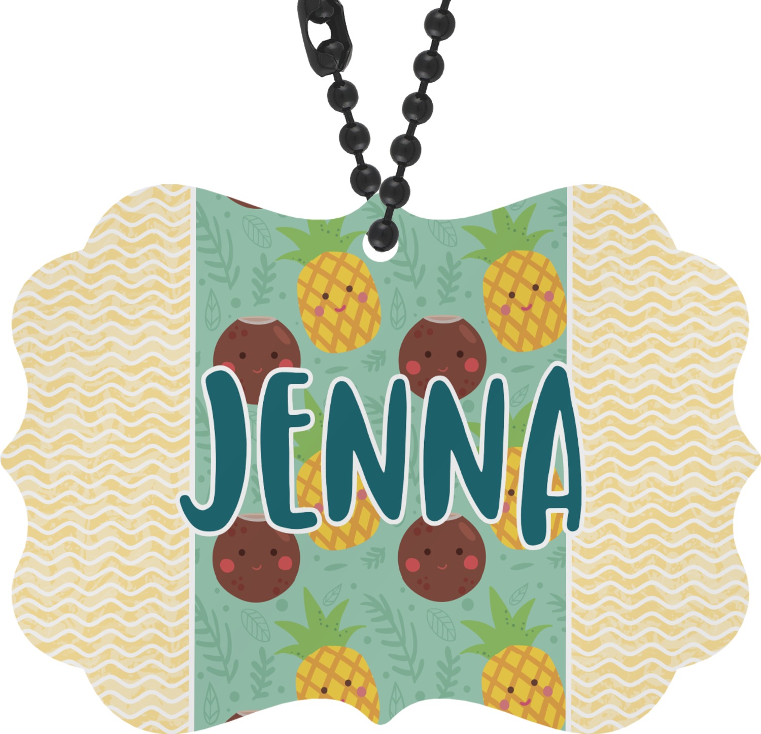 Custom Pineapples and Coconuts Rear View Mirror Decor (Personalized
