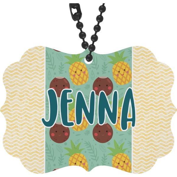 Custom Pineapples and Coconuts Rear View Mirror Charm (Personalized)