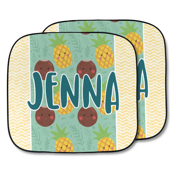 Custom Pineapples and Coconuts Car Sun Shade - Two Piece (Personalized)