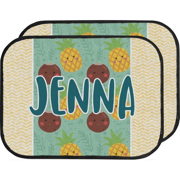 Custom Pineapples and Coconuts Car Floor Mats (Back Seat) (Personalized)