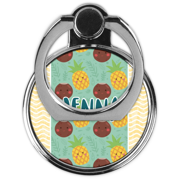 Pineapples and Coconuts Cell Phone Ring Stand & Holder - Front (Collapsed)