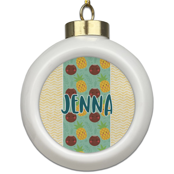 Custom Pineapples and Coconuts Ceramic Ball Ornament (Personalized)