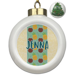 Pineapples and Coconuts Ceramic Ball Ornament - Christmas Tree (Personalized)