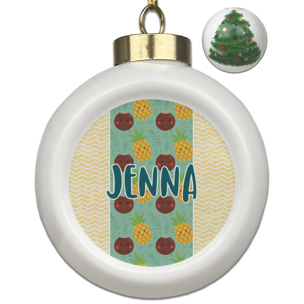 Custom Pineapples and Coconuts Ceramic Ball Ornament - Christmas Tree (Personalized)
