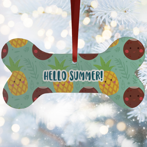 Custom Pineapples and Coconuts Ceramic Dog Ornament w/ Name or Text