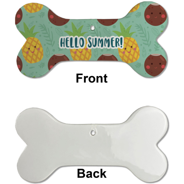Pineapples and Coconuts Ceramic Flat Ornament - Bone Front & Back Single Print (APPROVAL)