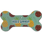 Pineapples and Coconuts Ceramic Dog Ornament - Front w/ Name or Text