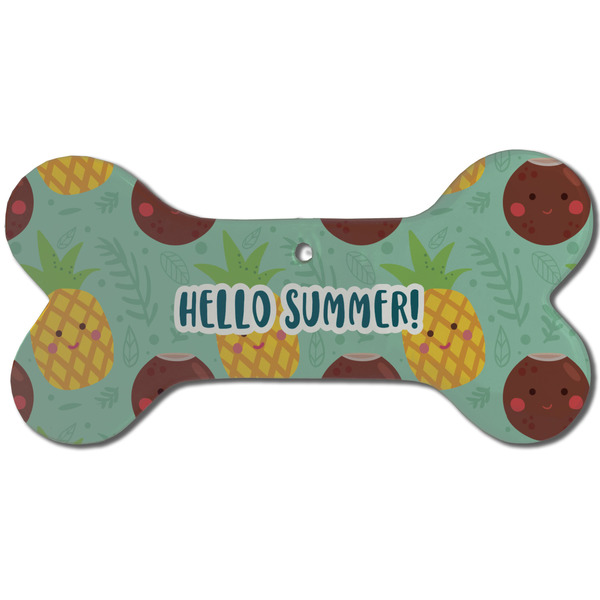 Pineapples and Coconuts Ceramic Flat Ornament - Bone Front