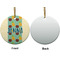 Pineapples and Coconuts Ceramic Flat Ornament - Circle Front & Back (APPROVAL)