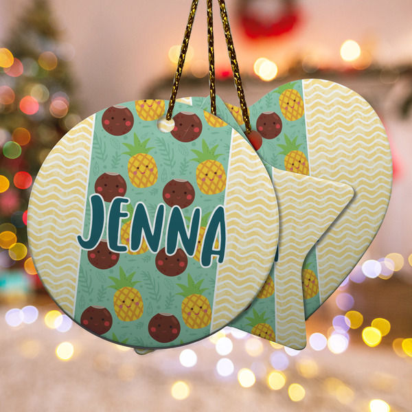 Custom Pineapples and Coconuts Ceramic Ornament w/ Name or Text