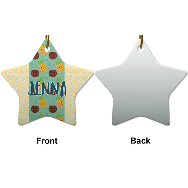 Pineapples and Coconuts Ceramic Flat Ornament - Star Front & Back (APPROVAL)