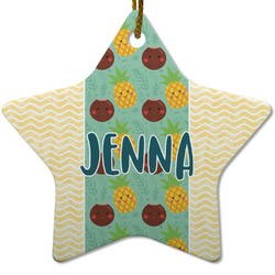 Pineapples and Coconuts Star Ceramic Ornament w/ Name or Text