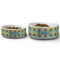 Pineapples and Coconuts Ceramic Dog Bowls - Size Comparison