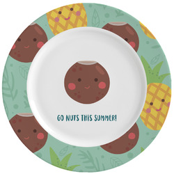 Pineapples and Coconuts Ceramic Dinner Plates (Set of 4) (Personalized)