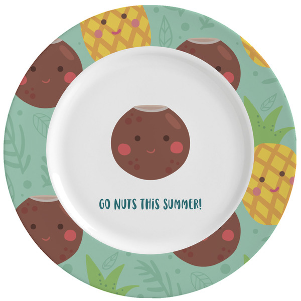 Custom Pineapples and Coconuts Ceramic Dinner Plates (Set of 4) (Personalized)
