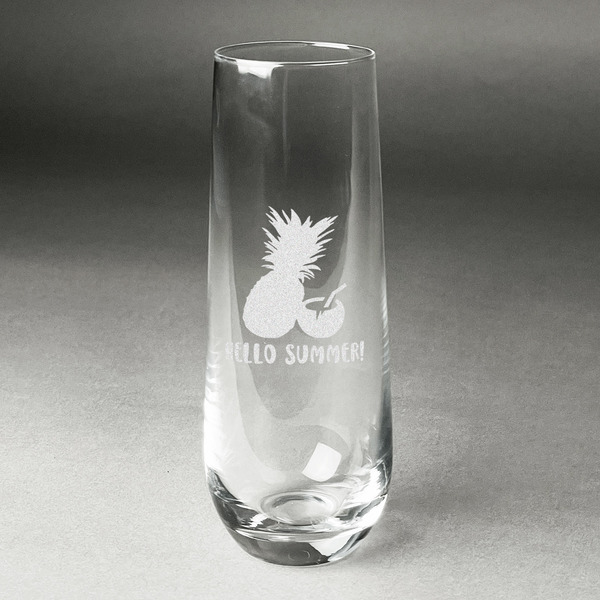 Custom Pineapples and Coconuts Champagne Flute - Stemless Engraved - Single (Personalized)