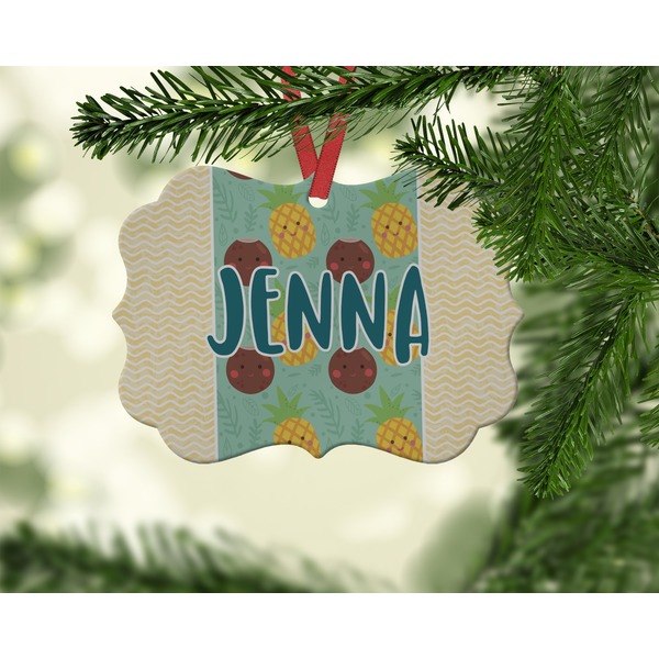 Pineapples and Coconuts Christmas Ornament (On Tree)