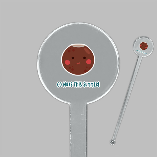 Pineapples and Coconuts Clear Plastic 7" Stir Stick - Round - Closeup