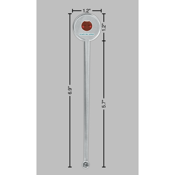 Pineapples and Coconuts Clear Plastic 7" Stir Stick - Round - Dimensions
