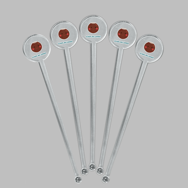 Pineapples and Coconuts Clear Plastic 7" Stir Stick - Round - Fan View