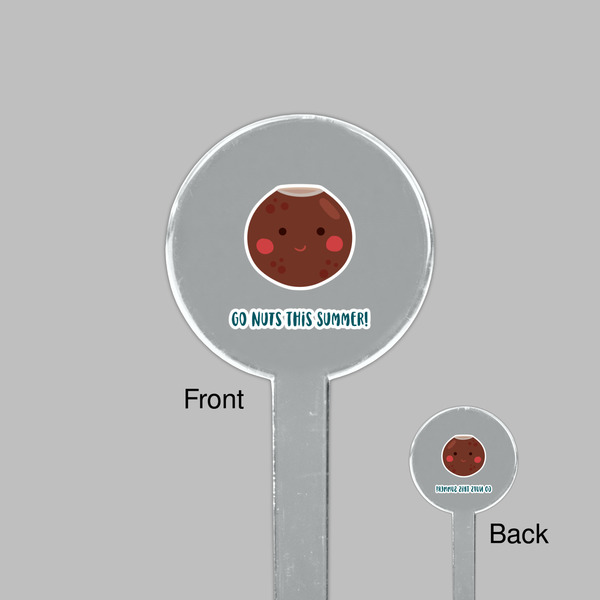 Pineapples and Coconuts Clear Plastic 7" Stir Stick - Round - Front & Back