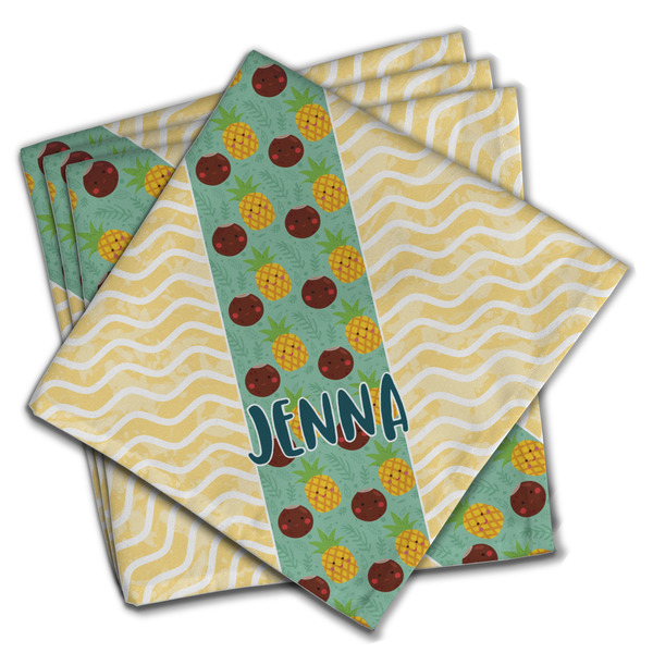 Custom Pineapples and Coconuts Cloth Napkins (Set of 4) (Personalized)