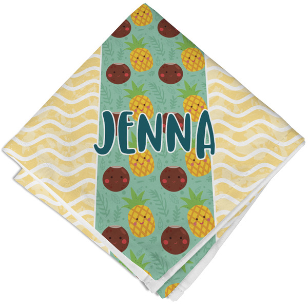 Custom Pineapples and Coconuts Cloth Cocktail Napkin - Single w/ Name or Text