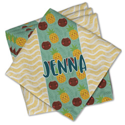 Pineapples and Coconuts Cloth Cocktail Napkins - Set of 4 w/ Name or Text