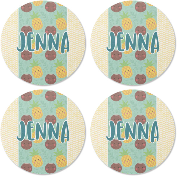 Pineapples and Coconuts Coaster Round Rubber Back - Apvl