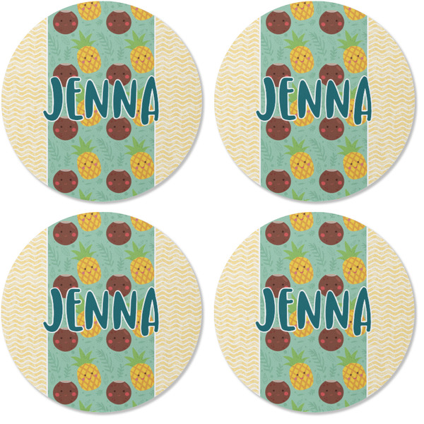 Pineapples and Coconuts Coaster Round Rubber Back - Apvl