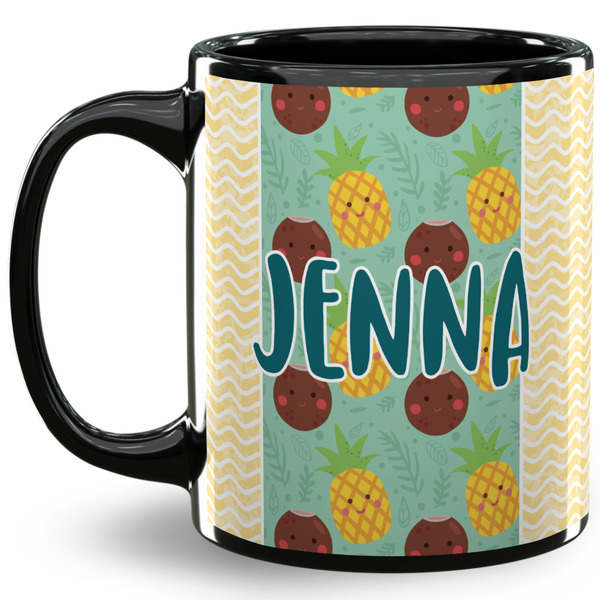 Custom Pineapples and Coconuts 11 Oz Coffee Mug - Black (Personalized)